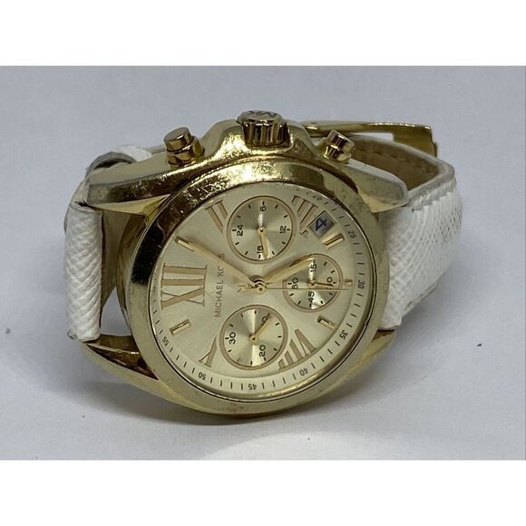 Michael Kors MK5973 Women's White Leather Analog Dial Quartz Wrist Watch XX494 - Picture 7 of 12